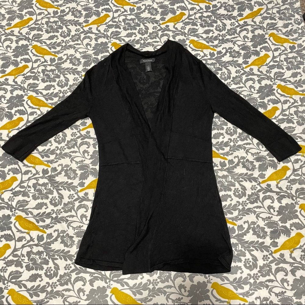 White House Black Market Black Flowy Cardigan EUC Size S